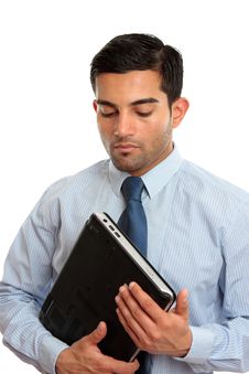 Businessman Holding Laptop Computer Royalty Free Stock Photography Businessman Holding Laptop Computer Royalty Free Stock Photography