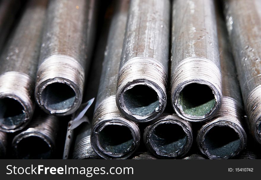 Iron pipes background, Metallic products, chrome color. Iron pipes background, Metallic products, chrome color