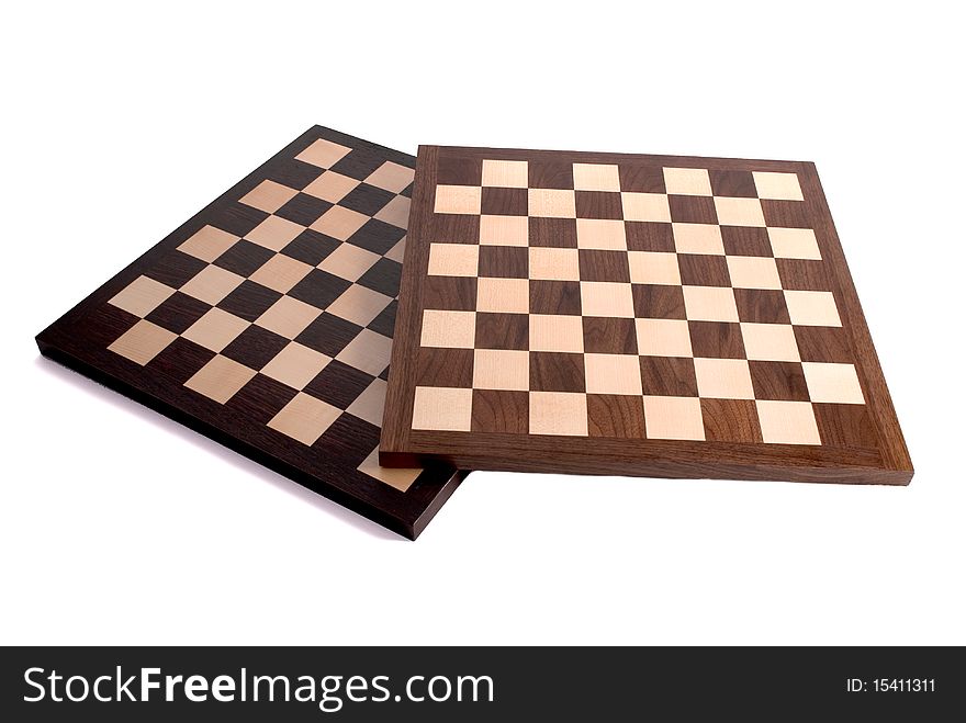Wooden chess board on white. Wooden chess board on white