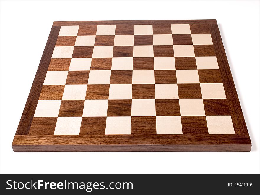 Wooden chess board on white. Wooden chess board on white