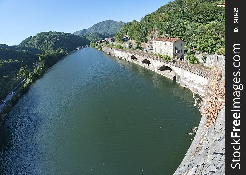 Fisheye View of Ponte del Diavolo, Lucca. Fisheye View of Ponte del Diavolo, Lucca