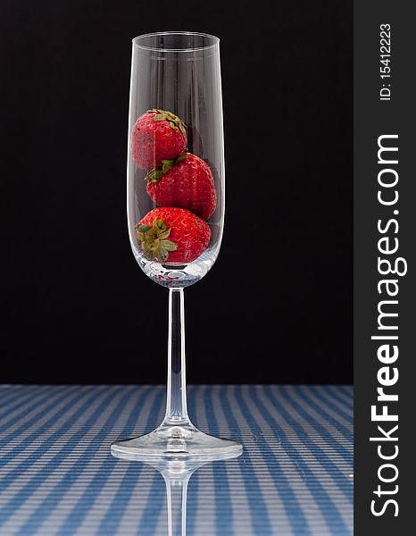Strawberries in Champagne Flute Glass. Strawberries in Champagne Flute Glass