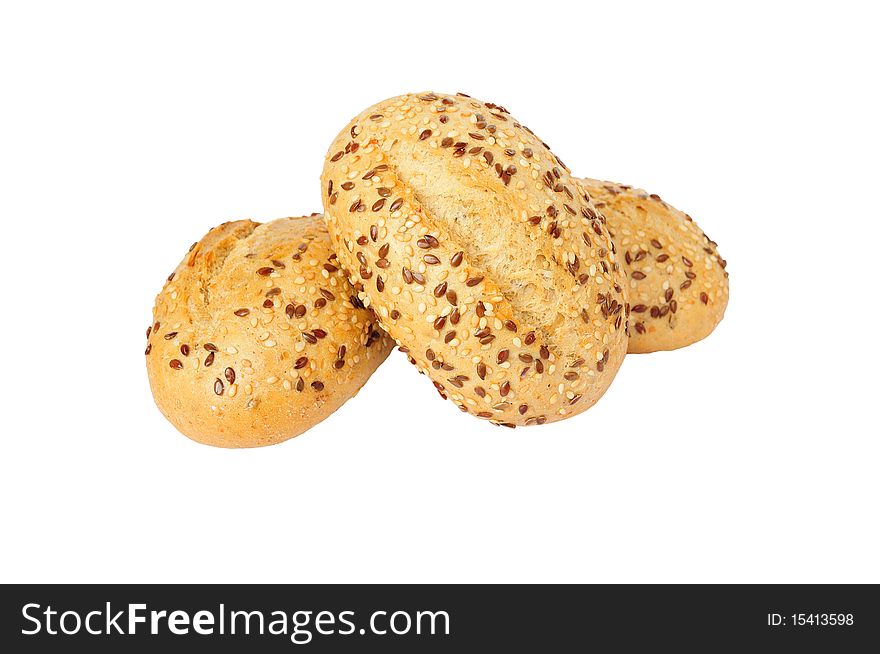 Isolated three small tasty bun with sesame. Isolated three small tasty bun with sesame