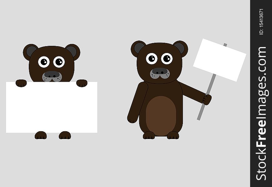 2 funny bears with plates