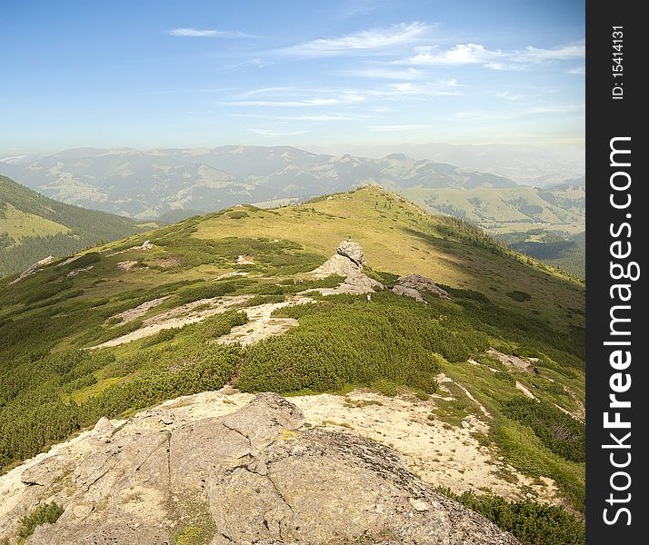 A mountain range scene in the ukrainian Carpathians. A mountain range scene in the ukrainian Carpathians
