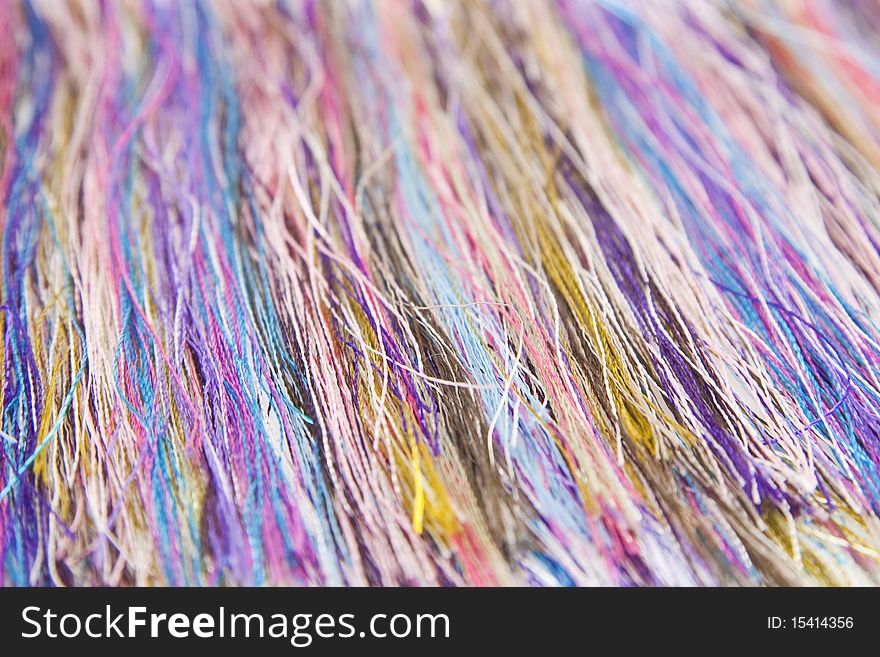 Close up of colorful yarn, cloth, macro,