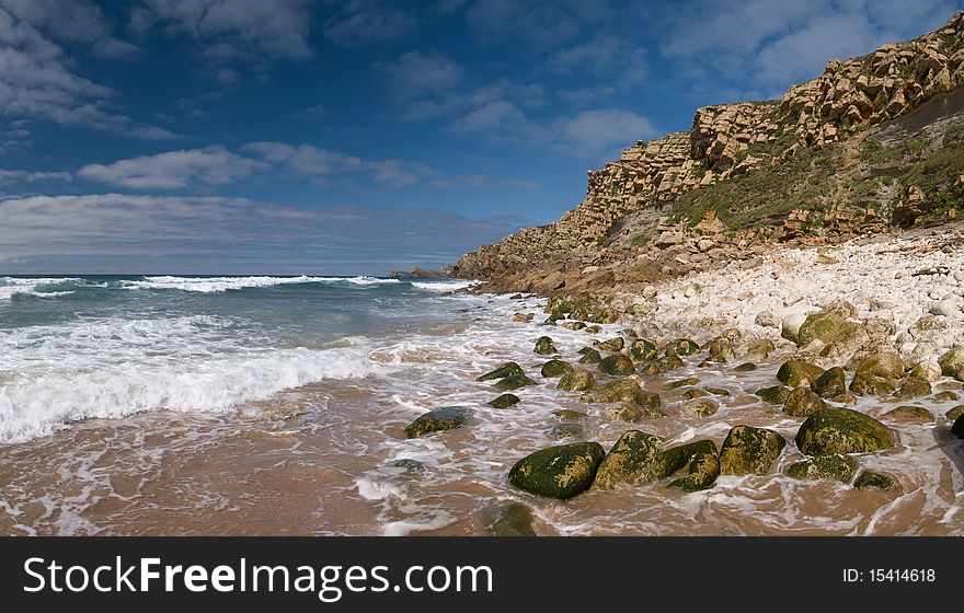 Panoramic view of a cliff and the sea in the north of Spain. Panoramic view of a cliff and the sea in the north of Spain.