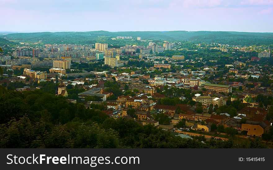 Looking from a bird's eye. East city of Lviv, Ukraine. Looking from a bird's eye. East city of Lviv, Ukraine