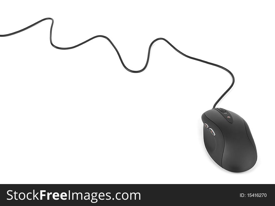 Computer mouse and cable isolated on white background