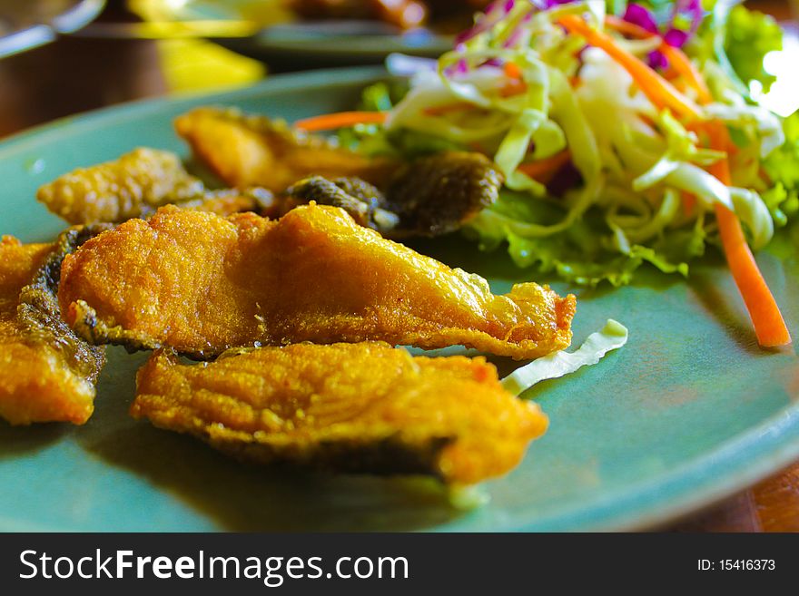 Fried snake-head fish