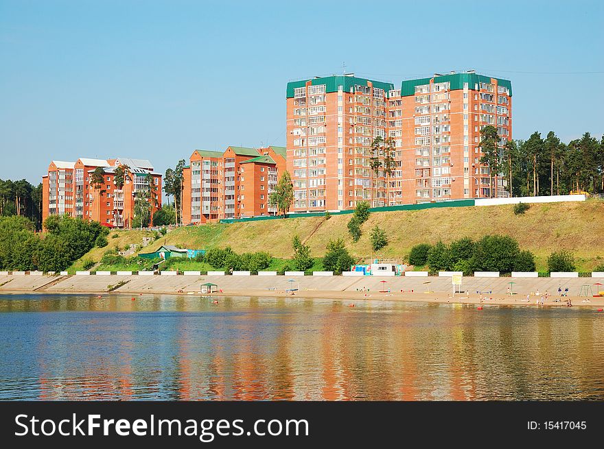 Block of flats on river bank