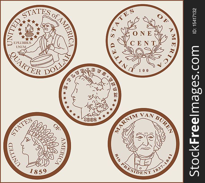 U.S. currency from iron. Vector image. U.S. currency from iron. Vector image.