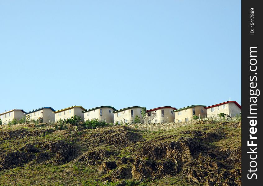 Row of houses on hill. Row of houses on hill