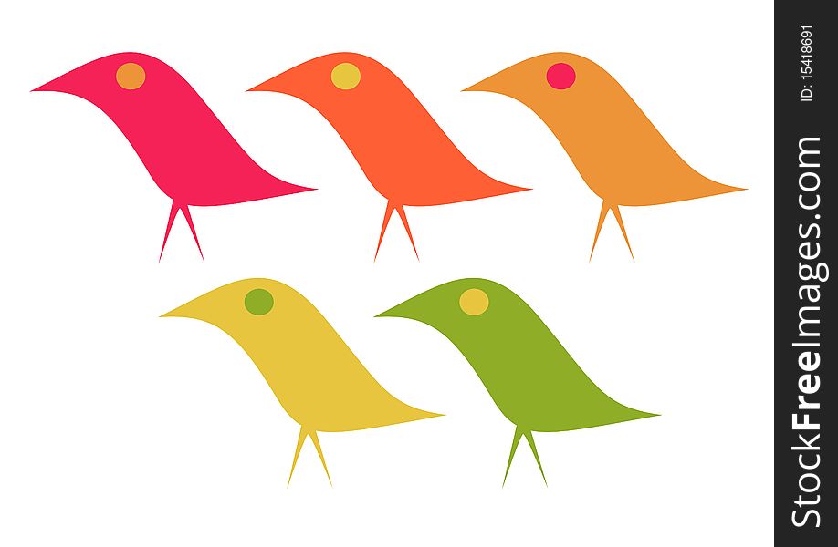 An illustration of simple & elegant colorful birds. An illustration of simple & elegant colorful birds