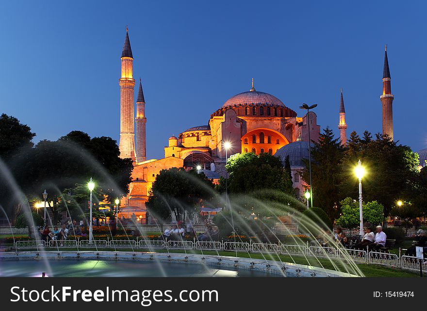 Hagia Sofia with fountain - Isntanbul, Turkey. Hagia Sofia with fountain - Isntanbul, Turkey