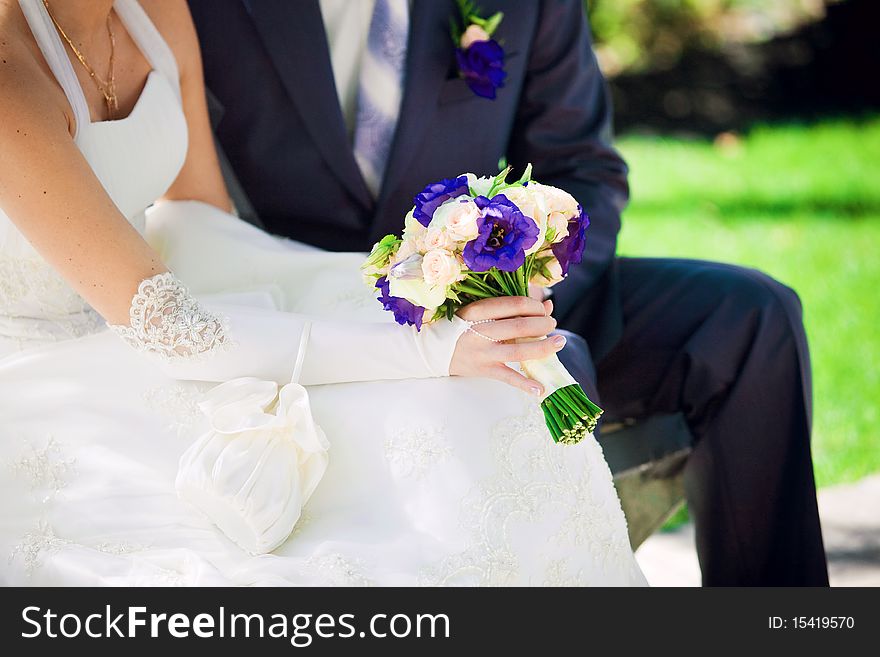 Bridal bouquet on wedding day