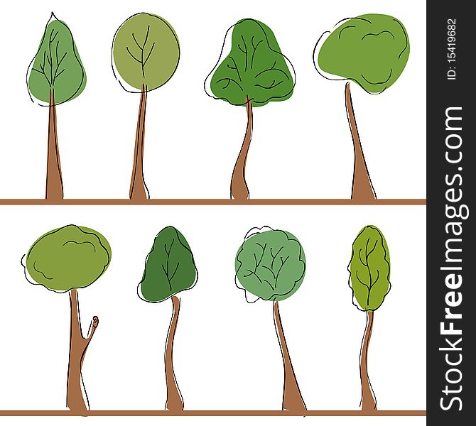 vector set of tree illustration. vector set of tree illustration