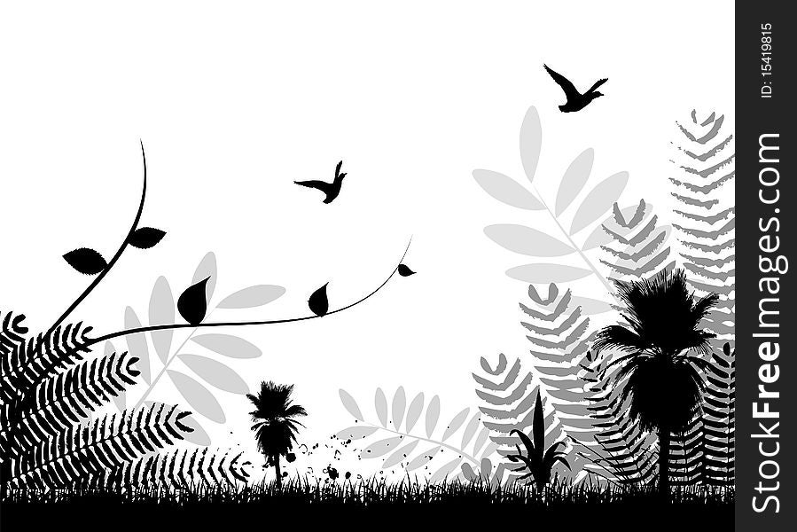 Nature background scene vector illustration
