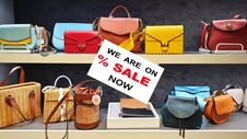 Women`s Accessories Leather Handbag For Sale  Summer Season Big Sale Green Yellow Red Colorful Handbag Stock Image