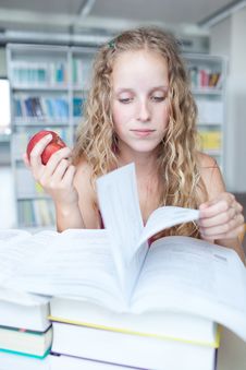 Female College Student In A Library Stock Image Female College Student In A Library Stock Image