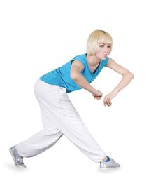 Girl Dancing Hip-hop Over White Stock Image
