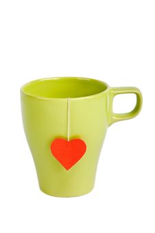 Tea Bag With Red Heart-shaped Label Royalty Free Stock Photos Tea Bag With Red Heart-shaped Label Royalty Free Stock Photos