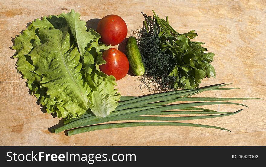 Fresh vegetables on wooden board