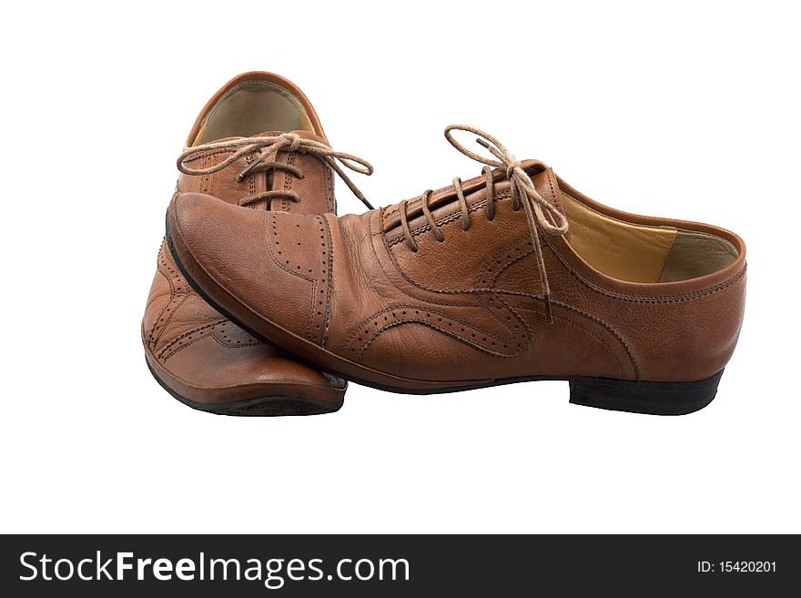 Leather brown shoes isolated over white