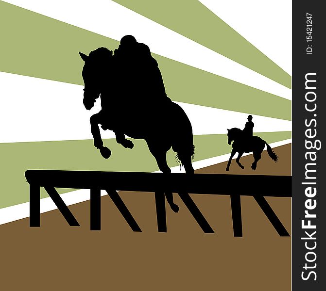 Equestrian silhouette vector background illustration