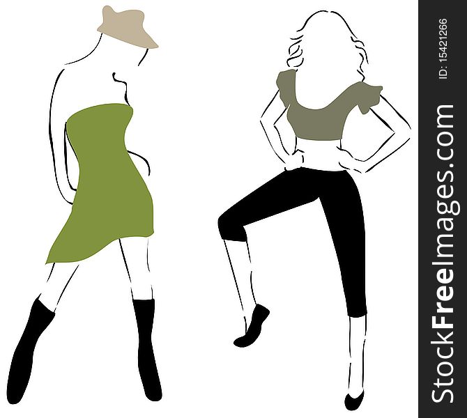 Two different fashion woman vector. Two different fashion woman vector