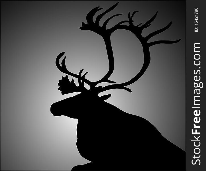 Illustration of deer silhouette, black