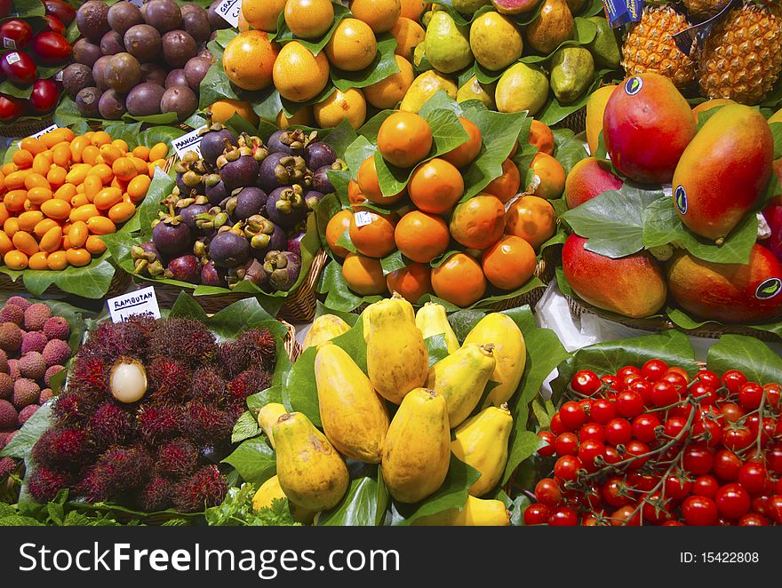 Fresh fruit on display for sale