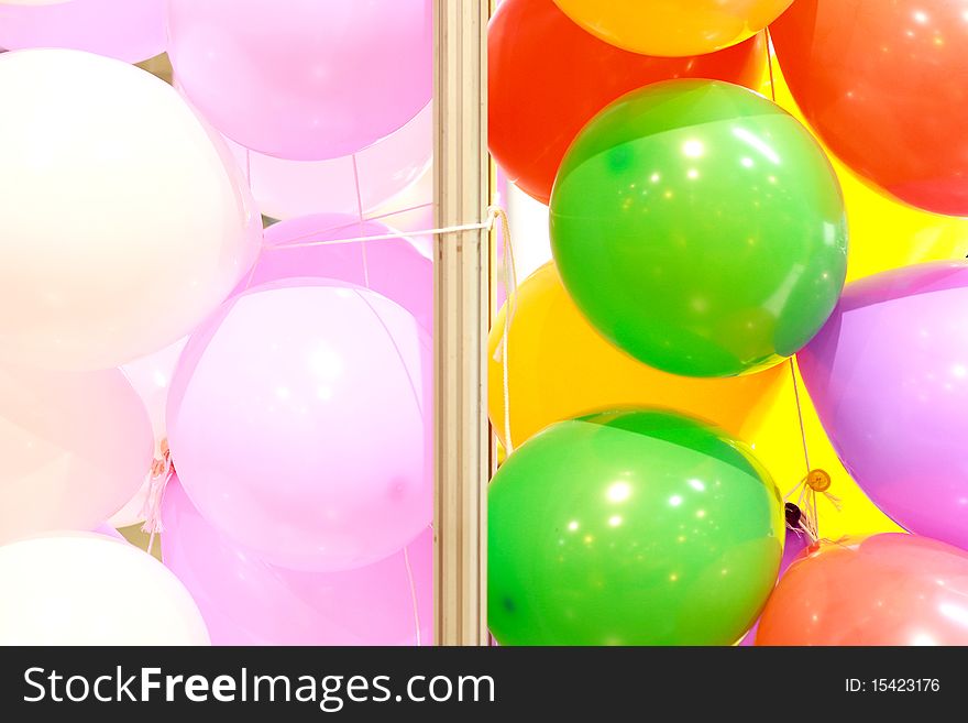 Multicolored balloons in back color screen