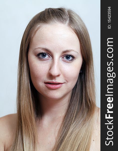 Portrait of beautiful woman in studio