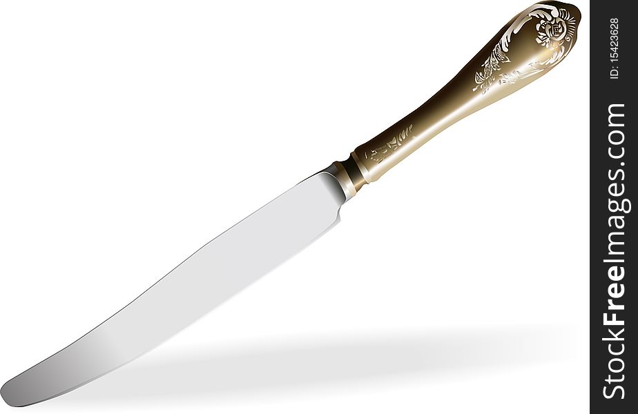 Vector illustration old-fashioned silver knife. Used meshes. Vector illustration old-fashioned silver knife. Used meshes.