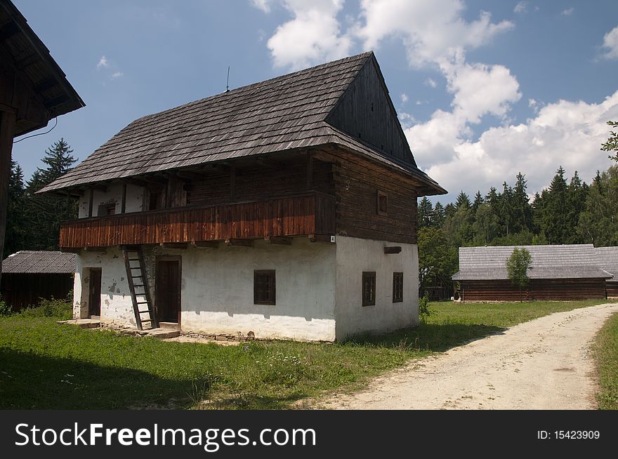 Traditional wooden houses in rural village in SLovakia