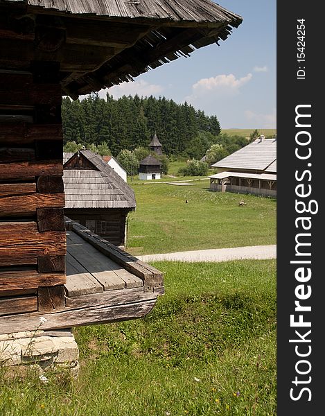 Traditional wooden houses in rural village in SLovakia