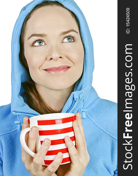 Lovely portrait of young beautiful woman enjoying a nice cup of tea or coffee. Lovely portrait of young beautiful woman enjoying a nice cup of tea or coffee