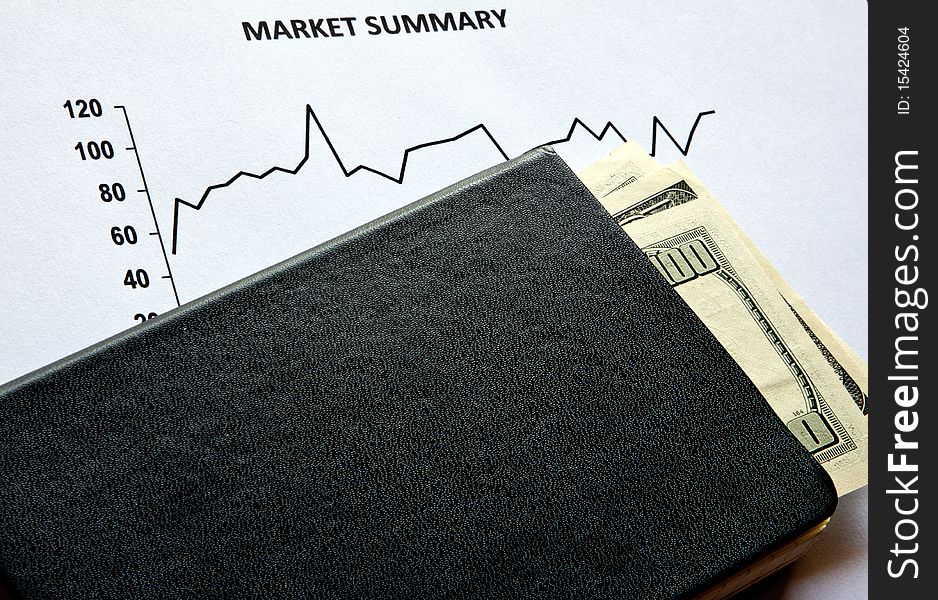 Stock market paper and hundreds of dollars. Market development. Market summary. Stock market paper and hundreds of dollars. Market development. Market summary.
