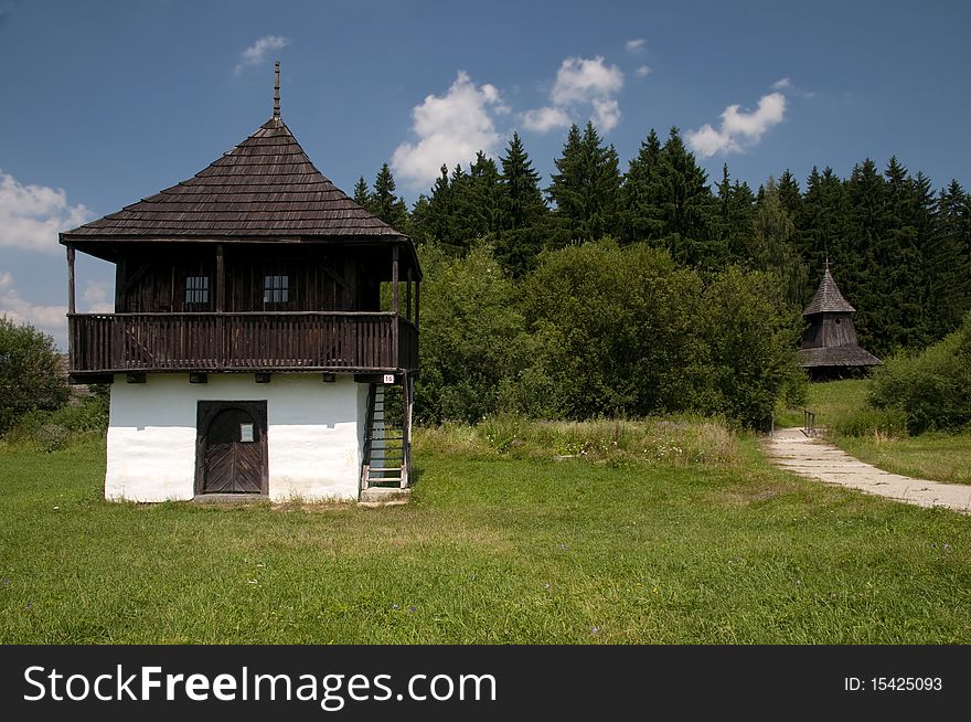 Traditional wooden houses in rural village in SLovakia