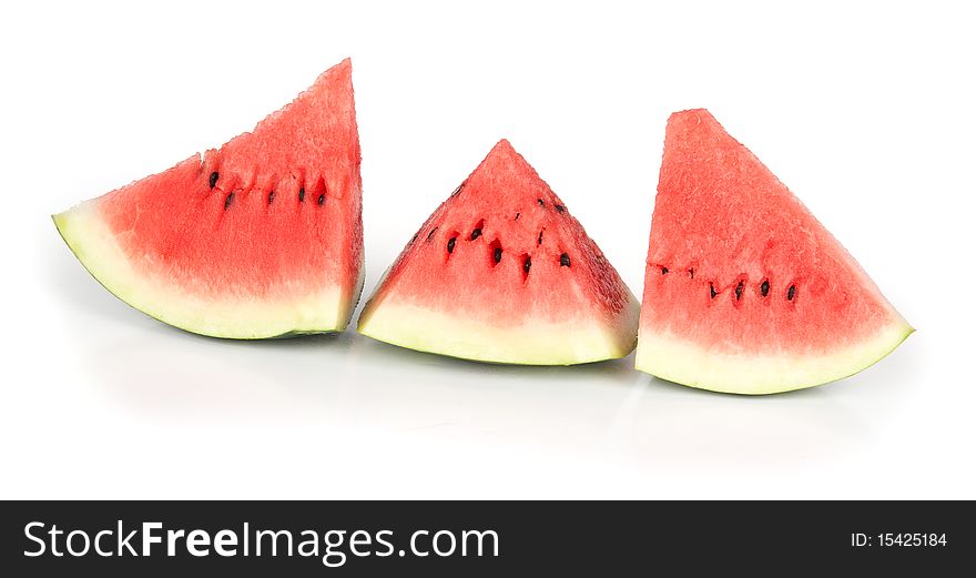 Fresh segment of a watermelon on a white background. Fresh segment of a watermelon on a white background