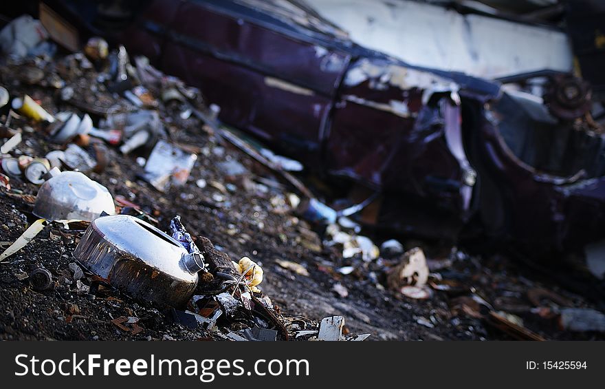 Trash on dumping ground in Radom