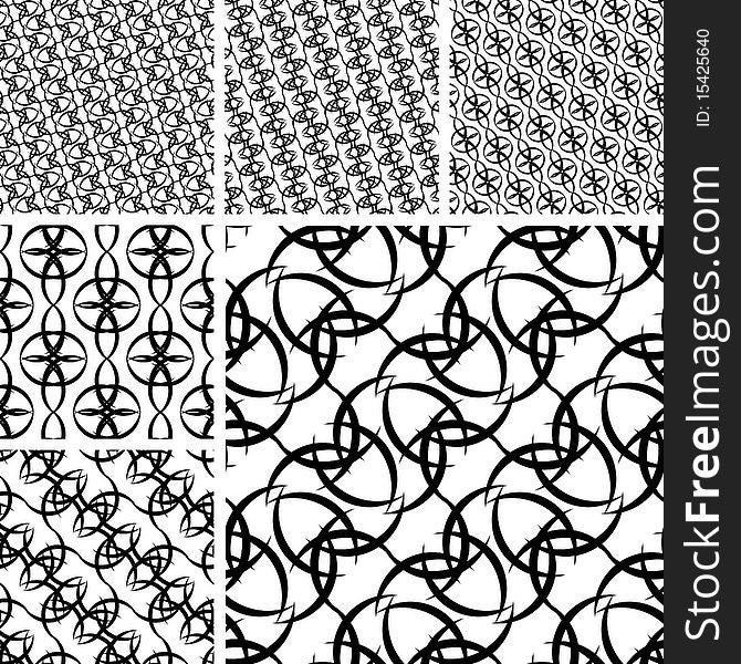 Seamless black and white ornament backgrounds. Seamless black and white ornament backgrounds