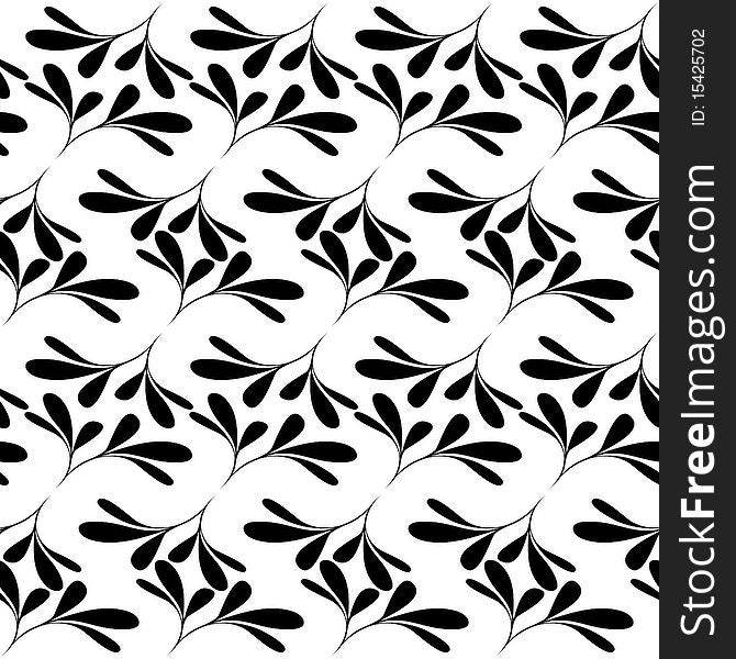 Seamless black and white floral wallpaper. Seamless black and white floral wallpaper