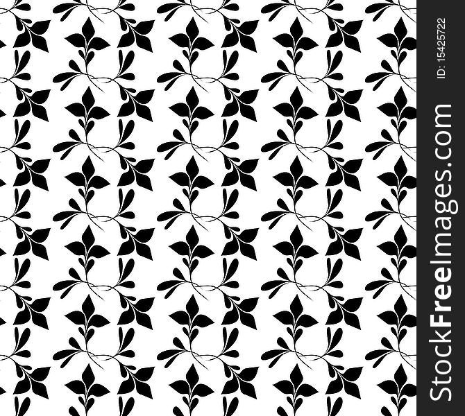 Seamless black and white floral wallpaper. Seamless black and white floral wallpaper