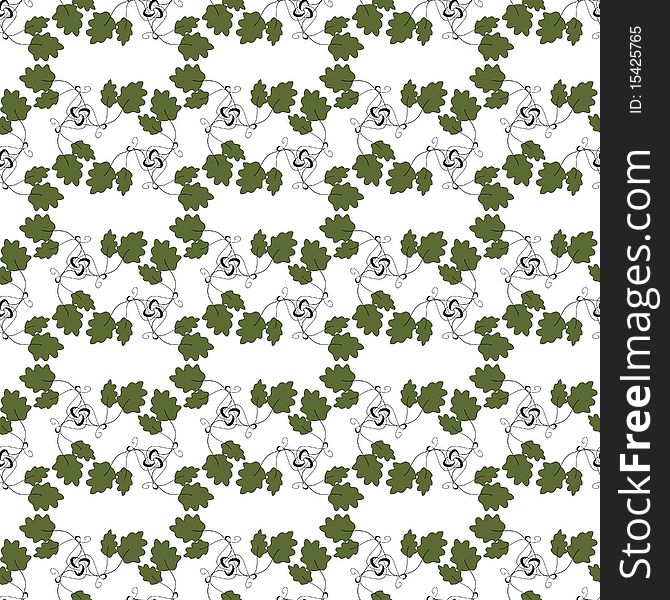 Seamless green plant wallpaper on white. Seamless green plant wallpaper on white