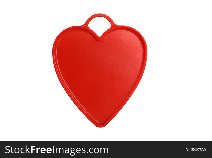 Red heart with handle isolated on white