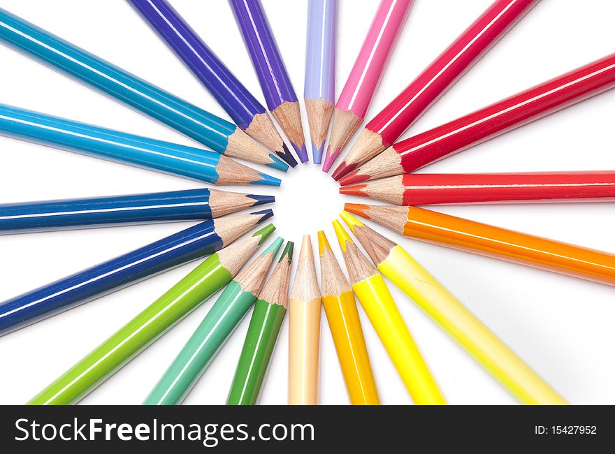 Brightly Colored Pencils In A Circle