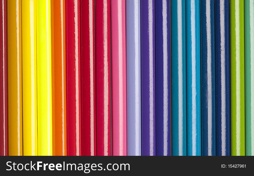 Collection of very brightly colored pencils