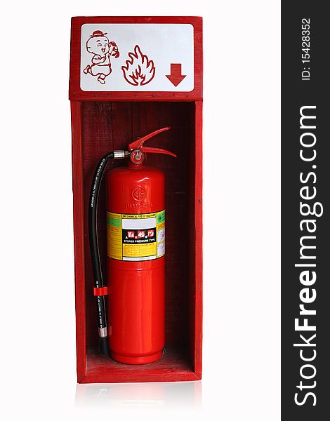 Fire extinguisher in red wall